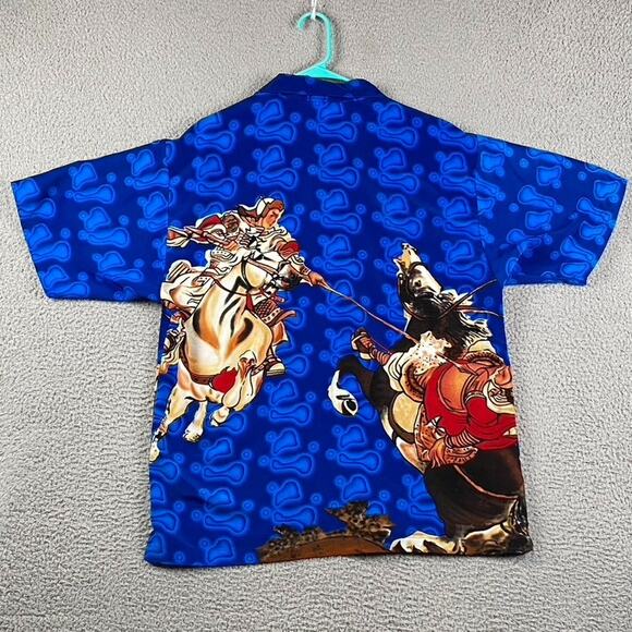 Vintage J/E/T Bold Graphic Button Up Shirt Men's M Jousting Horses Abstract - Picture 9 of 10